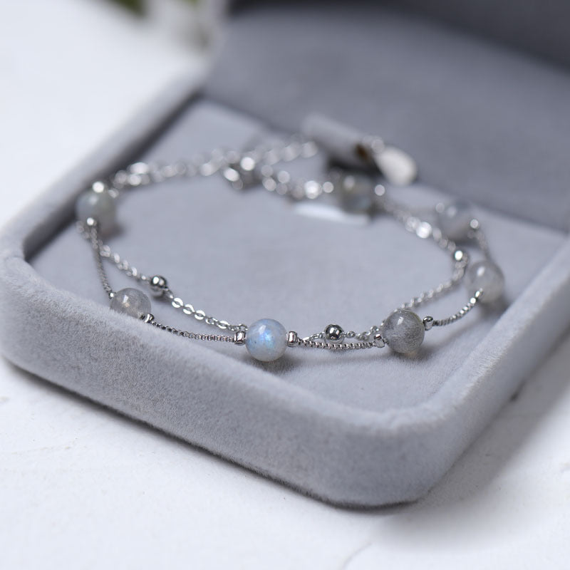 Natural Double-Layer Moonstone Bracelet For Women