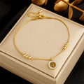 Fashionable Heart-Shaped White Shell Life Tree Butterfly Womens Anklet