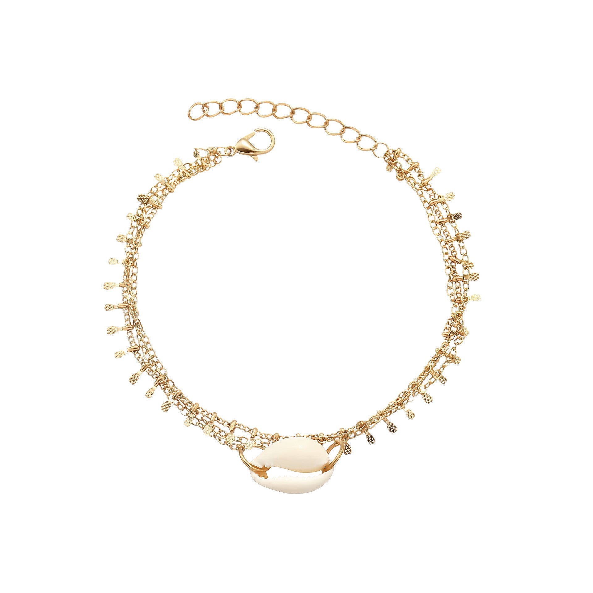 Fashionable Multi-Layer Square Gold Anklet