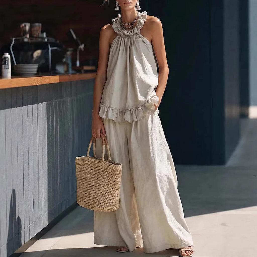 SpringSummer Halterneck Loose Casual Womens Set