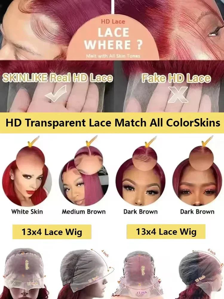 Burgundy Deep Wave Wigs