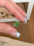 Ancient-style Square Open-ring Green Diamond Ring For The Index Finger