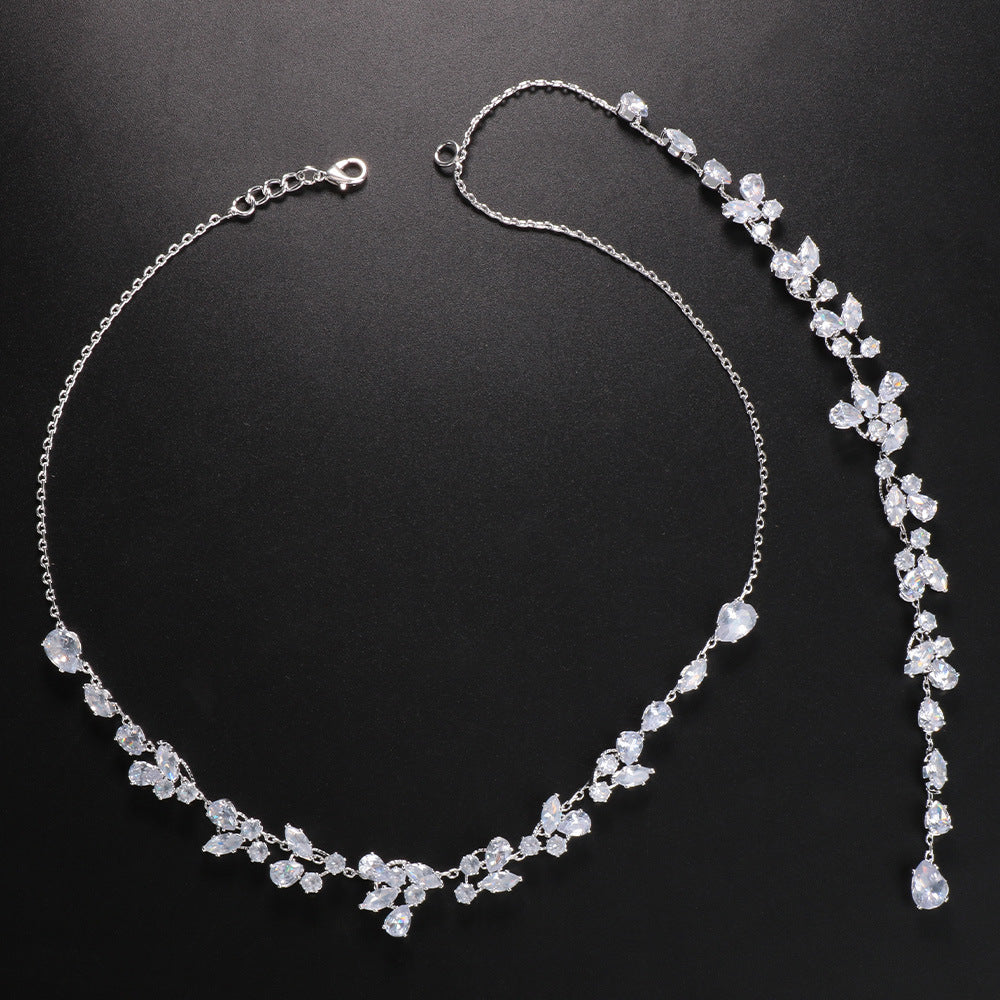 Sexy Body Chains Simple Leaf Zircon Back Necklace