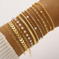 European And American Style Exquisite Beaded Chain Simple Fashionable 12-Piece Bracelet Set For Women