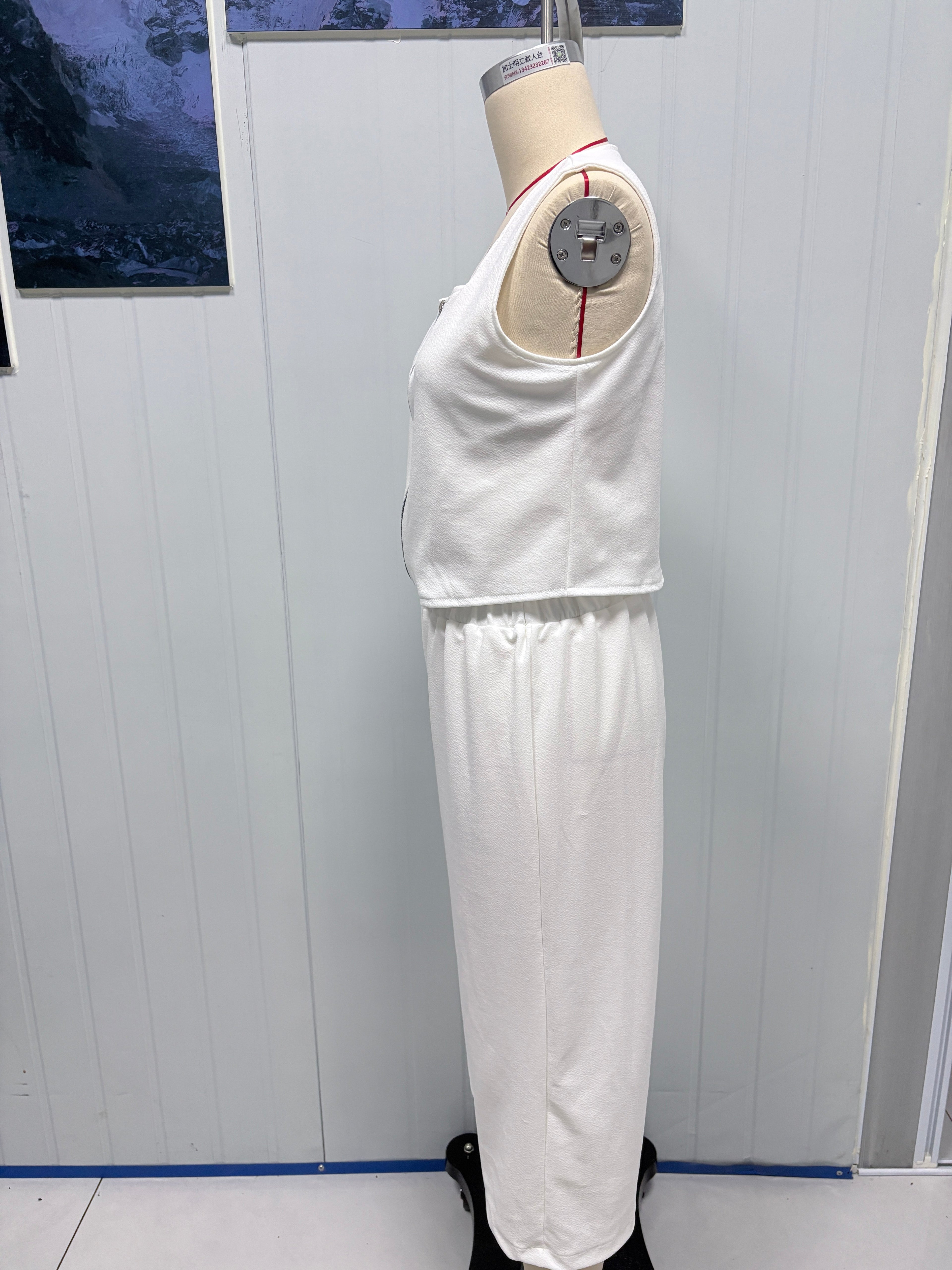 Casual Sleeveless Halter Neck 2 Piece Wide Leg Pants Outfit
