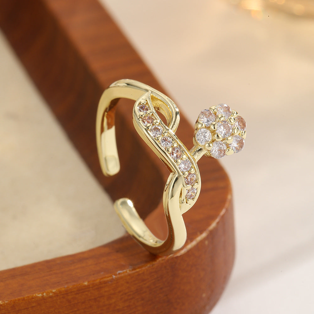 Copper With Real Gold Plating For Lasting Color Niche Adjustable Ring For The Index Finger